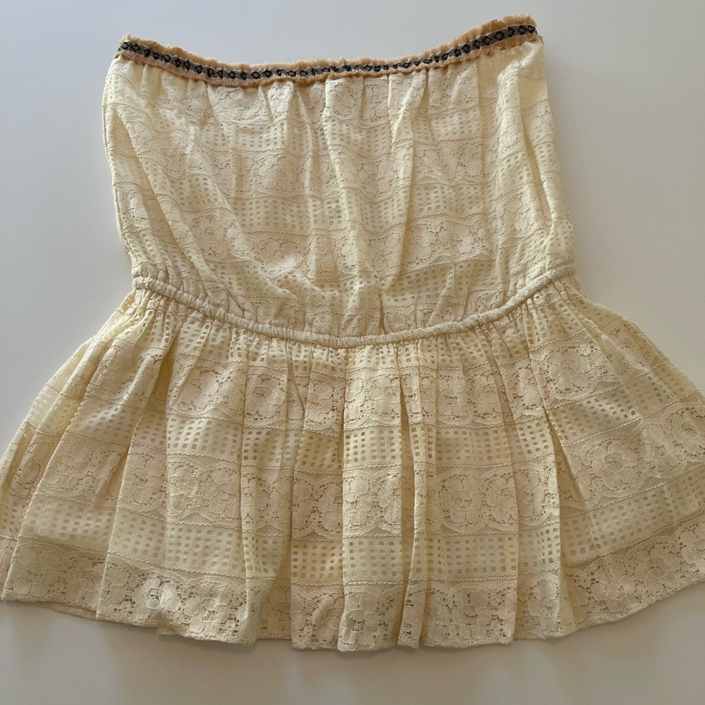Anthropologie Tube Top Ivory Lace Peplum NWT Women’s Size Large - Picture 5 of 10